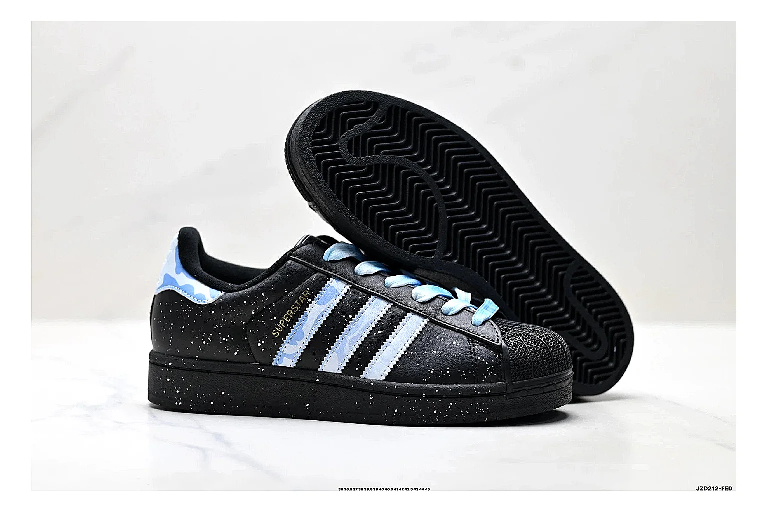Adidas Originals Samba Black Blue Sneakers shopping brief image showing black blue terrace sneakers with leather texture, side-profile shape, upper panel lines, and outsole detail thumbnail 3