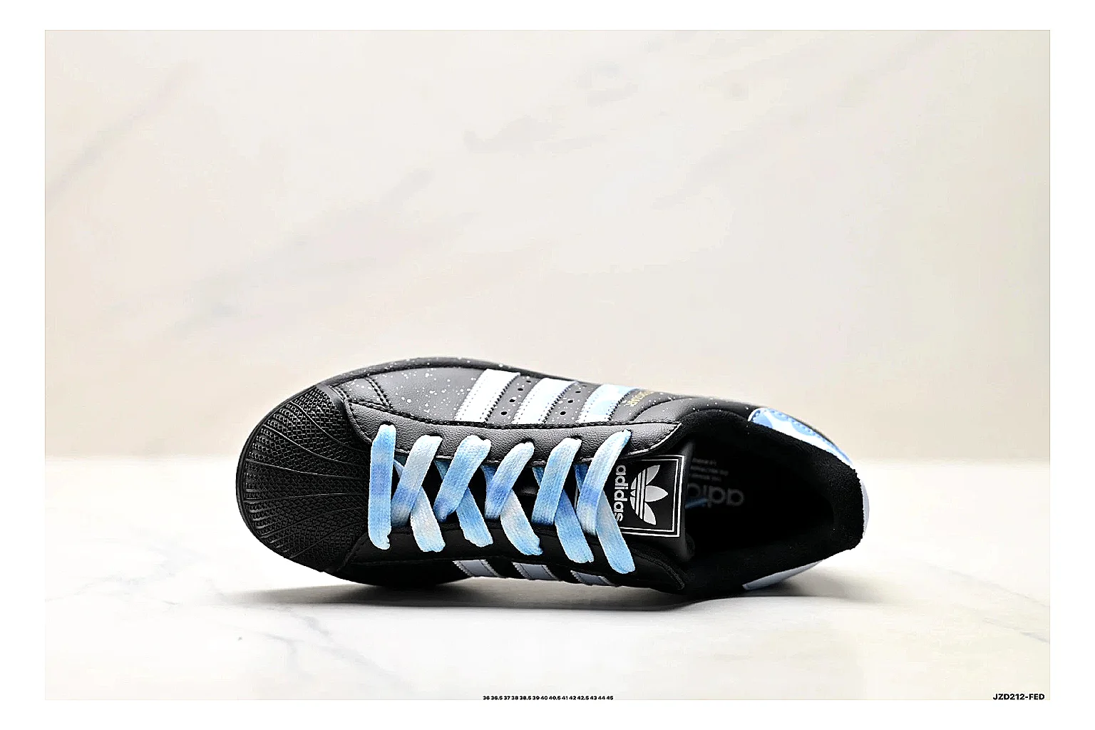 Adidas Originals Samba Black Blue Sneakers shopping brief image showing black blue terrace sneakers with leather texture, side-profile shape, upper panel lines, and outsole detail thumbnail 5