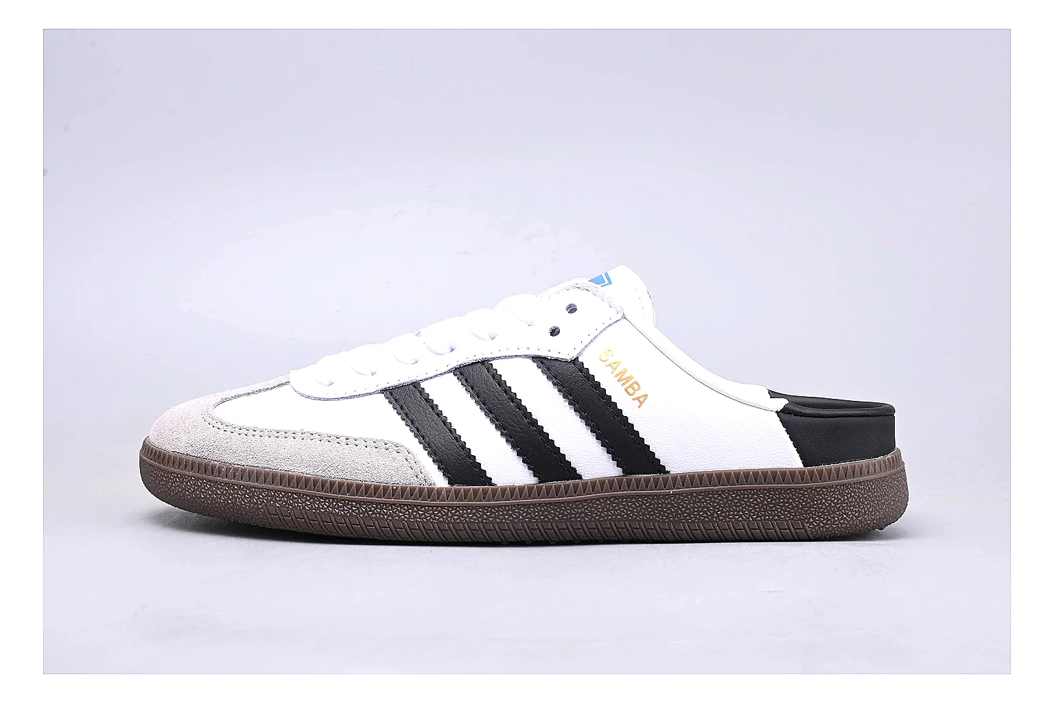 Adidas Samba OG White Black shopping brief image showing white black samba og terrace sneaker with mixed upper and terrace shape