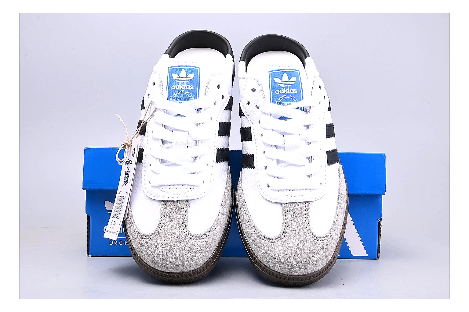 Adidas Samba OG White Black shopping brief image showing white black samba og terrace sneaker with mixed upper and terrace shape thumbnail 2