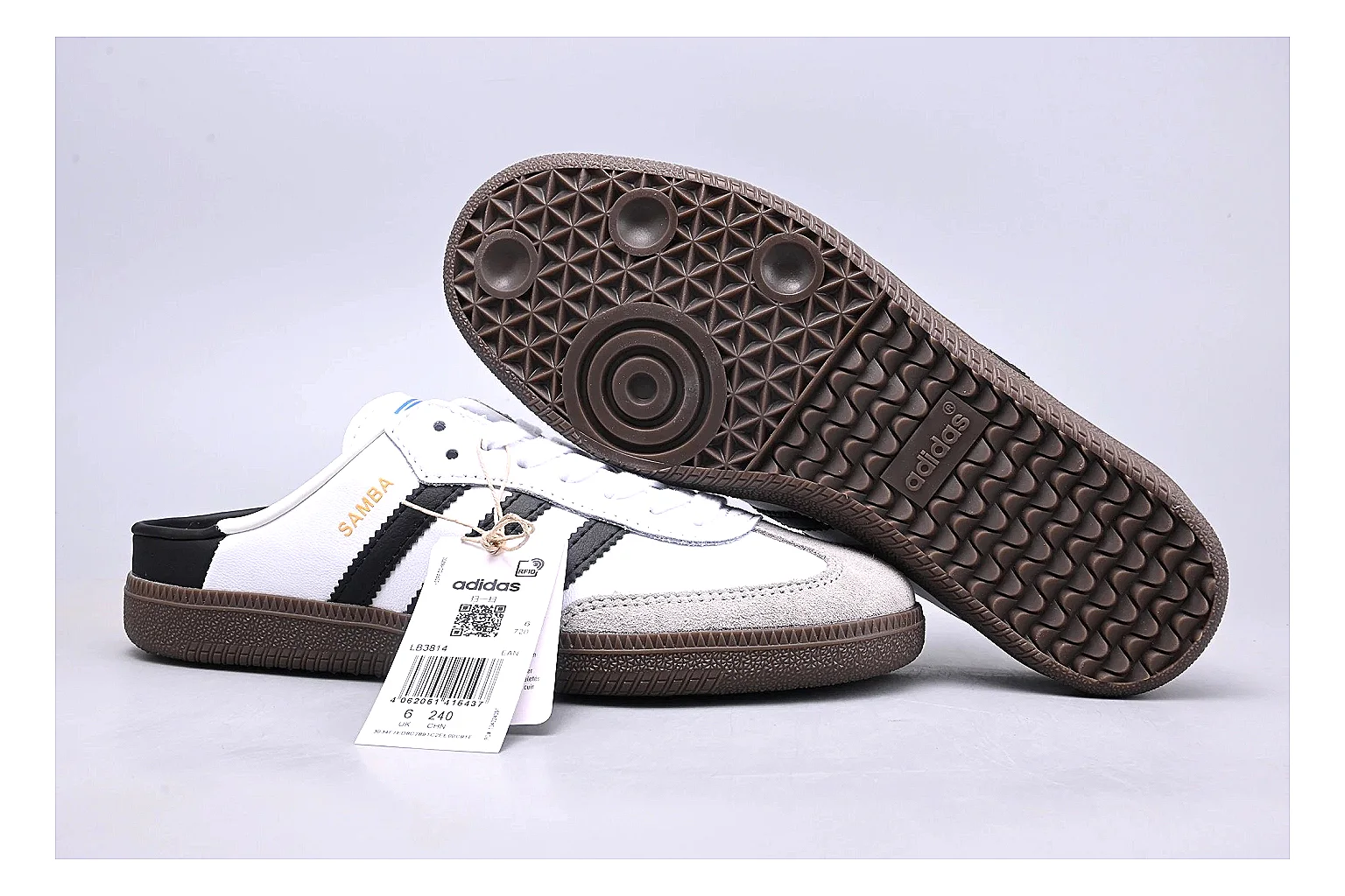 Adidas Samba OG White Black shopping brief image showing white black samba og terrace sneaker with mixed upper and terrace shape thumbnail 3