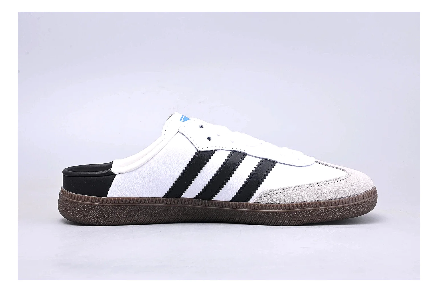 Adidas Samba OG White Black shopping brief image showing white black samba og terrace sneaker with mixed upper and terrace shape thumbnail 4