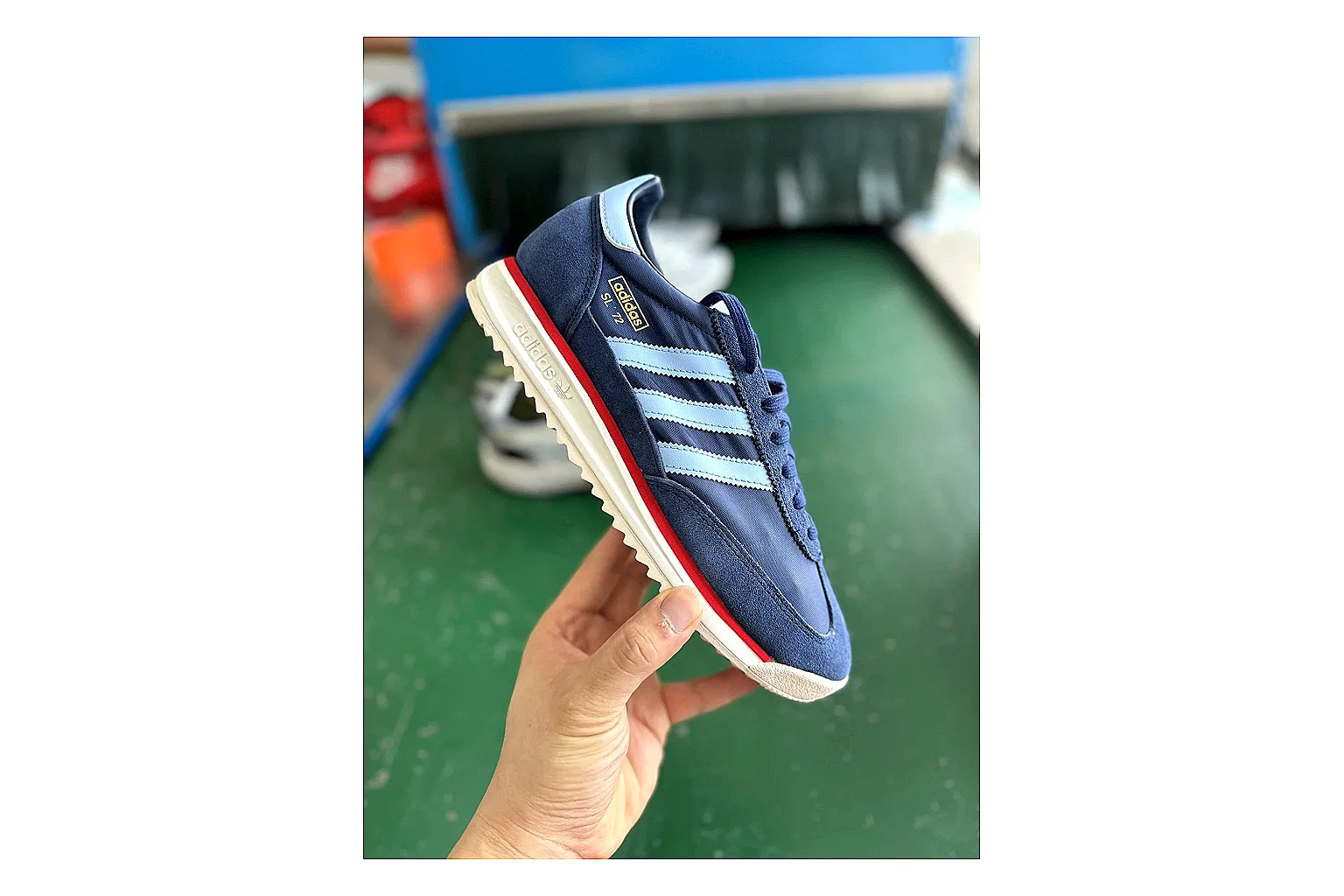 Adidas SL 72 RS Blue Red shopping brief image showing red blue sl 72 rs retro runner with mixed upper and runner shape thumbnail 4