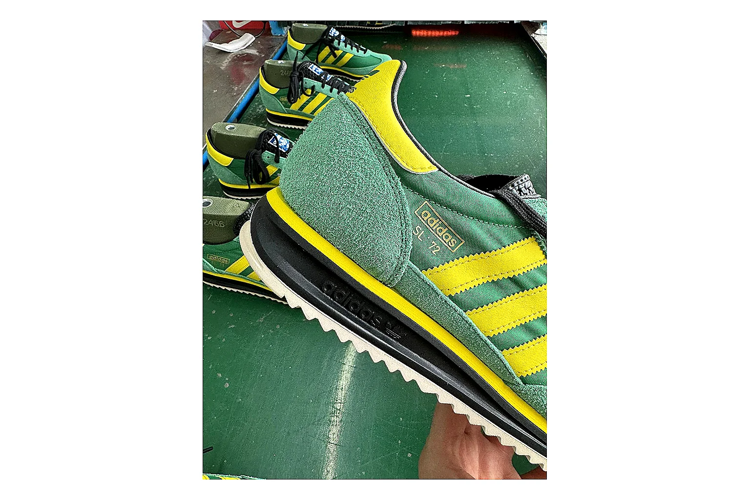 Adidas SL 72 RS Green Yellow shopping brief image showing green yellow sl 72 rs retro runner with mixed upper and runner shape thumbnail 3