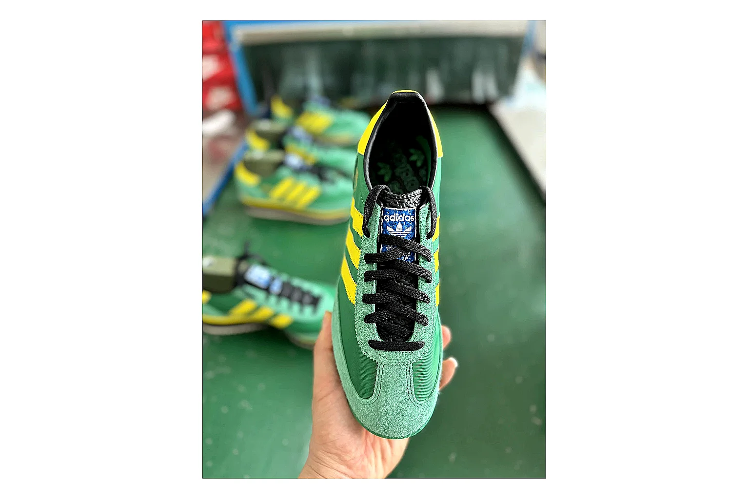 Adidas SL 72 RS Green Yellow shopping brief image showing green yellow sl 72 rs retro runner with mixed upper and runner shape thumbnail 5