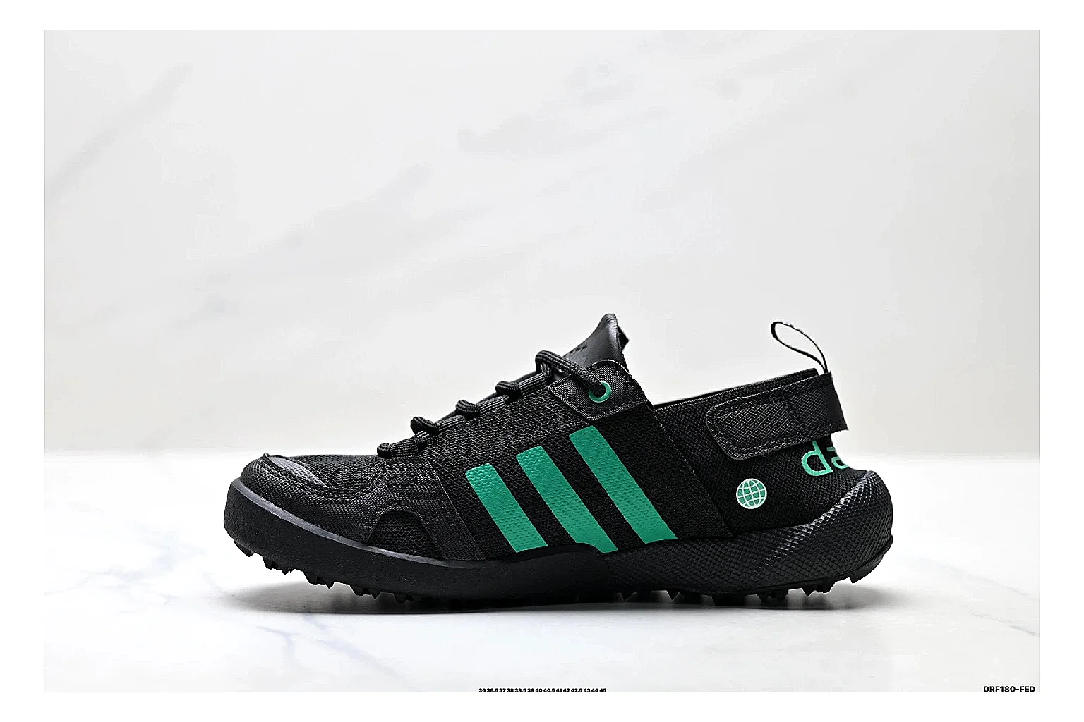 Adidas Terrex Daroga Black Green Sneakers shopping brief image showing black green outdoor trail sneakers with mesh texture, side-profile shape, upper panel lines, and outsole detail thumbnail 4