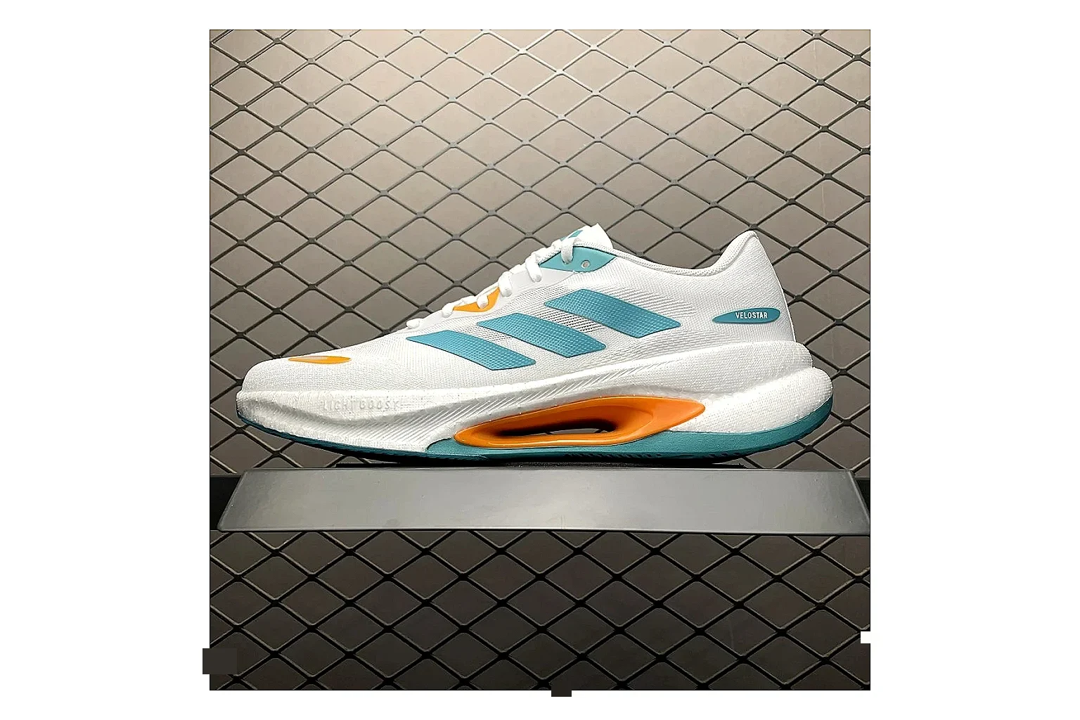 Adidas Velosamba White Turquoise shopping brief image showing white turquoise velosamba terrace sneaker with mixed upper and terrace shape