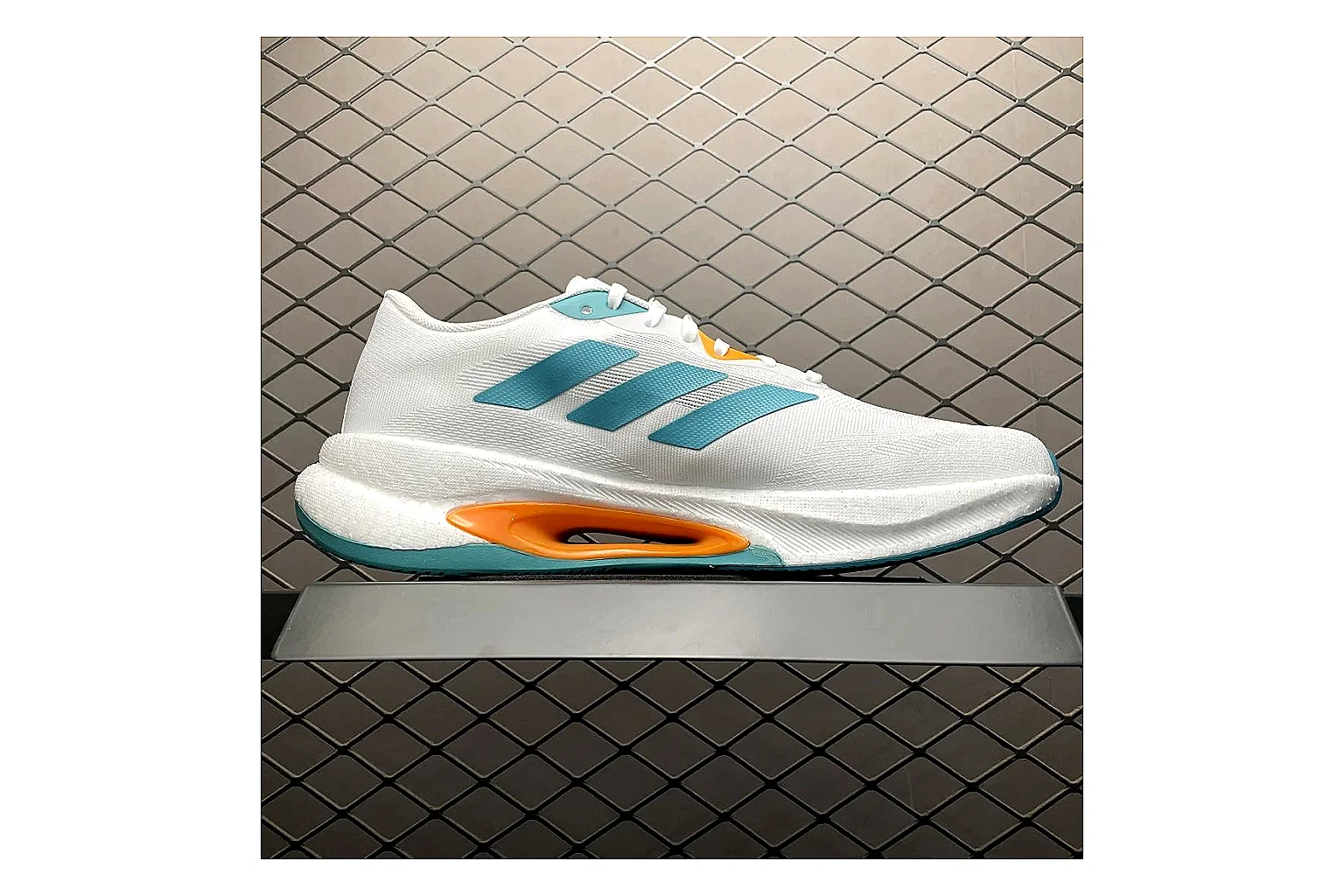 Adidas Velosamba White Turquoise shopping brief image showing white turquoise velosamba terrace sneaker with mixed upper and terrace shape thumbnail 4