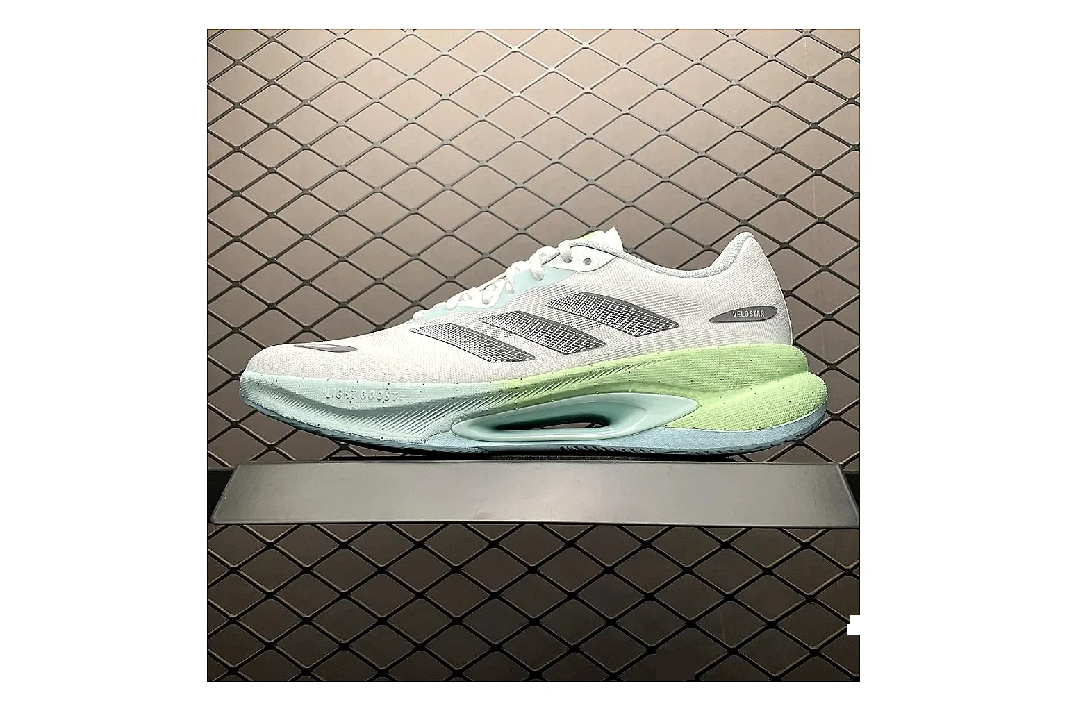 Adidas Velosamba White Grey Sneaker shopping brief image showing white grey velosamba terrace sneaker with mixed upper and terrace shape