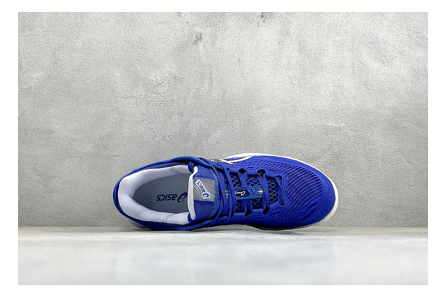 Asics Court FF Royal Blue shopping brief photo showing royal blue court upper, Asics side stripes, supportive sole wall, and stable tennis profile thumbnail 5