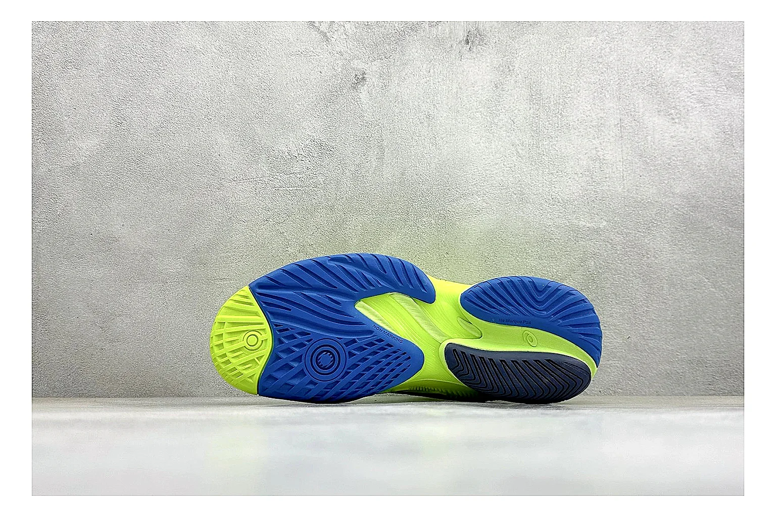 Asics Court FF Volt Blue shopping brief photo showing bright volt and blue court upper, supportive sole wall, Asics side lines, and stable tennis profile thumbnail 2