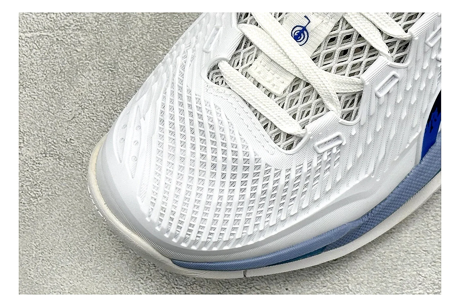 Asics Court FF White Blue shopping brief photo showing white tennis upper, blue Asics side lines, supportive sole wall, and stable court profile thumbnail 3
