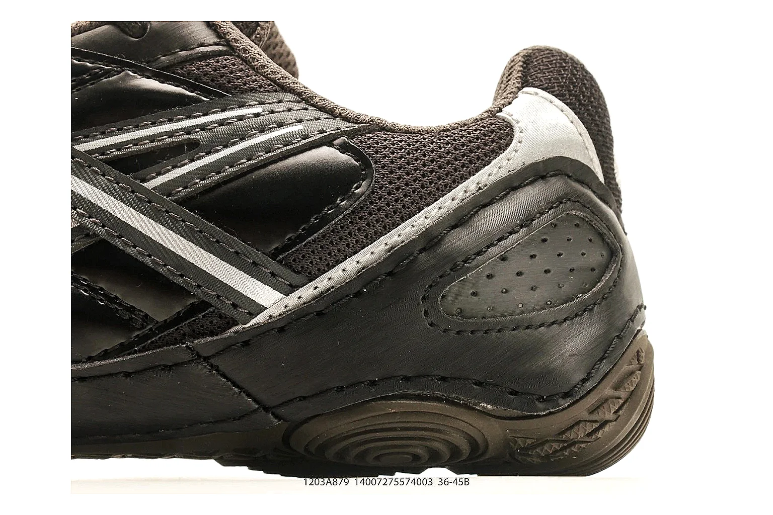 Asics Gel Runner Black Gray shopping brief photo showing black gray mesh-leather upper, layered runner panels, Asics side stripes, and cushioned retro sole thumbnail 3