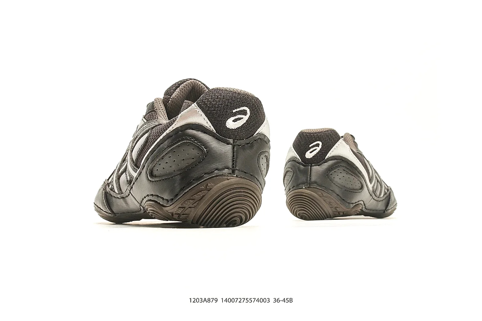 Asics Gel Runner Black Gray shopping brief photo showing black gray mesh-leather upper, layered runner panels, Asics side stripes, and cushioned retro sole thumbnail 6