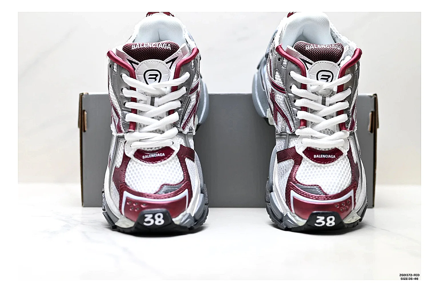 Asics Gel Runner Gray Burgundy shopping brief photo showing gray mesh-leather runner upper, burgundy Asics accents, retro runner shape, and cushioned sole thumbnail 3