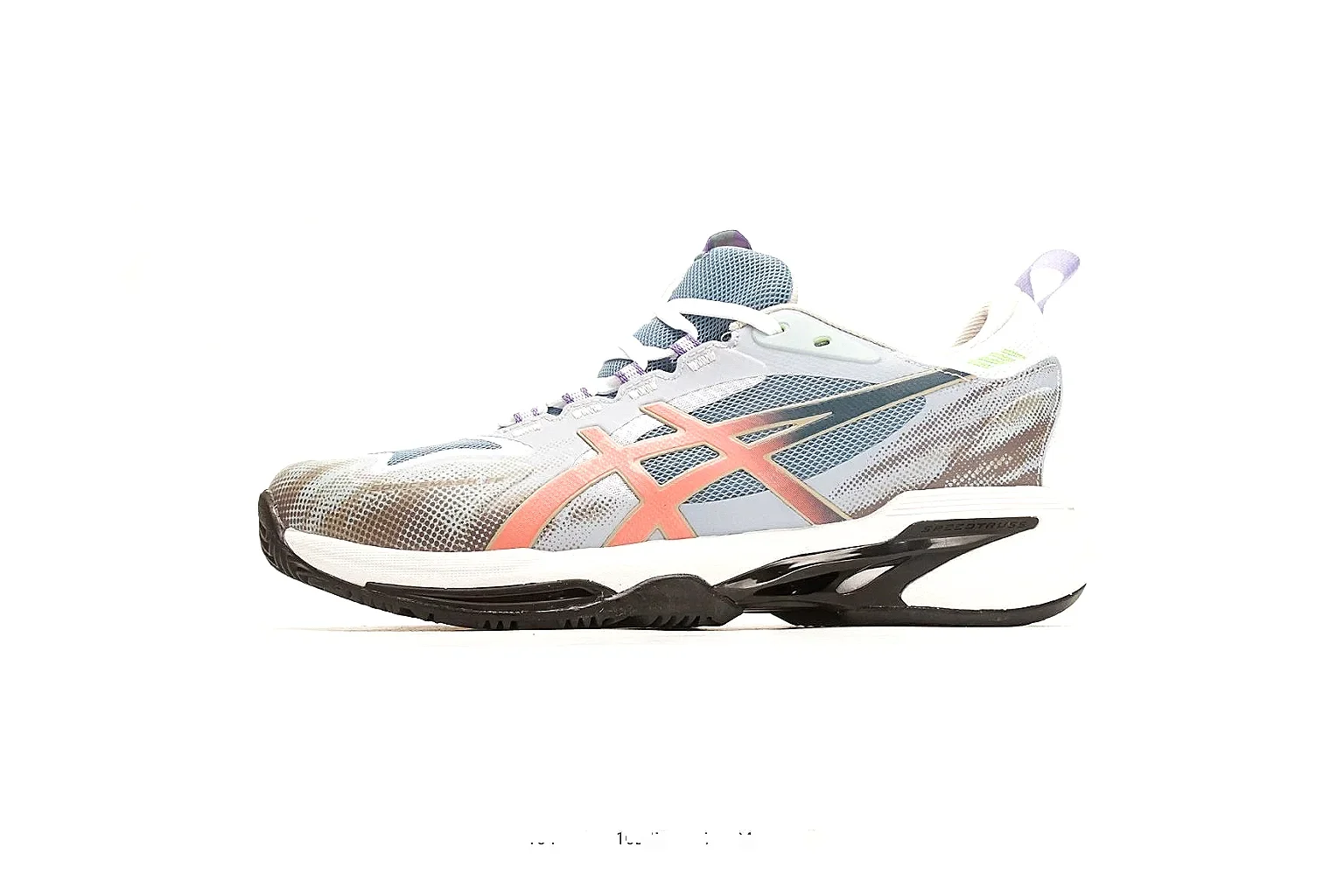 Asics Gel Runner White Blue Orange shopping brief photo showing white mesh-leather runner upper, blue and orange Asics accents, retro running shape, and cushioned sole