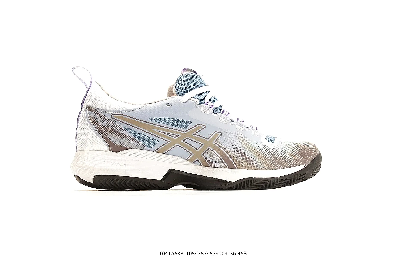 Asics Gel Runner White Blue Orange shopping brief photo showing white mesh-leather runner upper, blue and orange Asics accents, retro running shape, and cushioned sole thumbnail 4