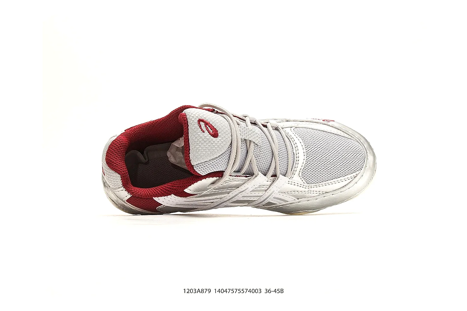 Asics Gel Runner White Red shopping brief photo showing white mesh-leather runner upper, red Asics accents, retro gel-runner shape, and cushioned sole thumbnail 5