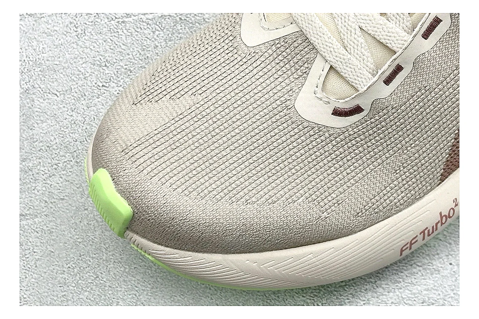 Asics Novablast 6 Cream Green shopping brief photo showing cream running mesh, green side accents, tall cushioned sole, and modern training silhouette thumbnail 3