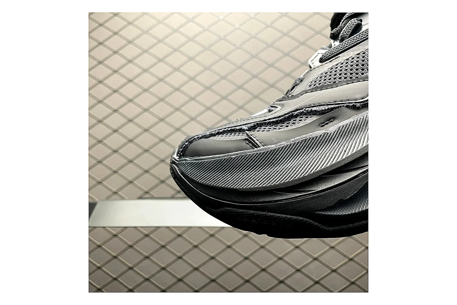 Balenciaga Track Grey Black Runner shopping brief image showing black grey track chunky runner with mixed upper and chunky shape thumbnail 3