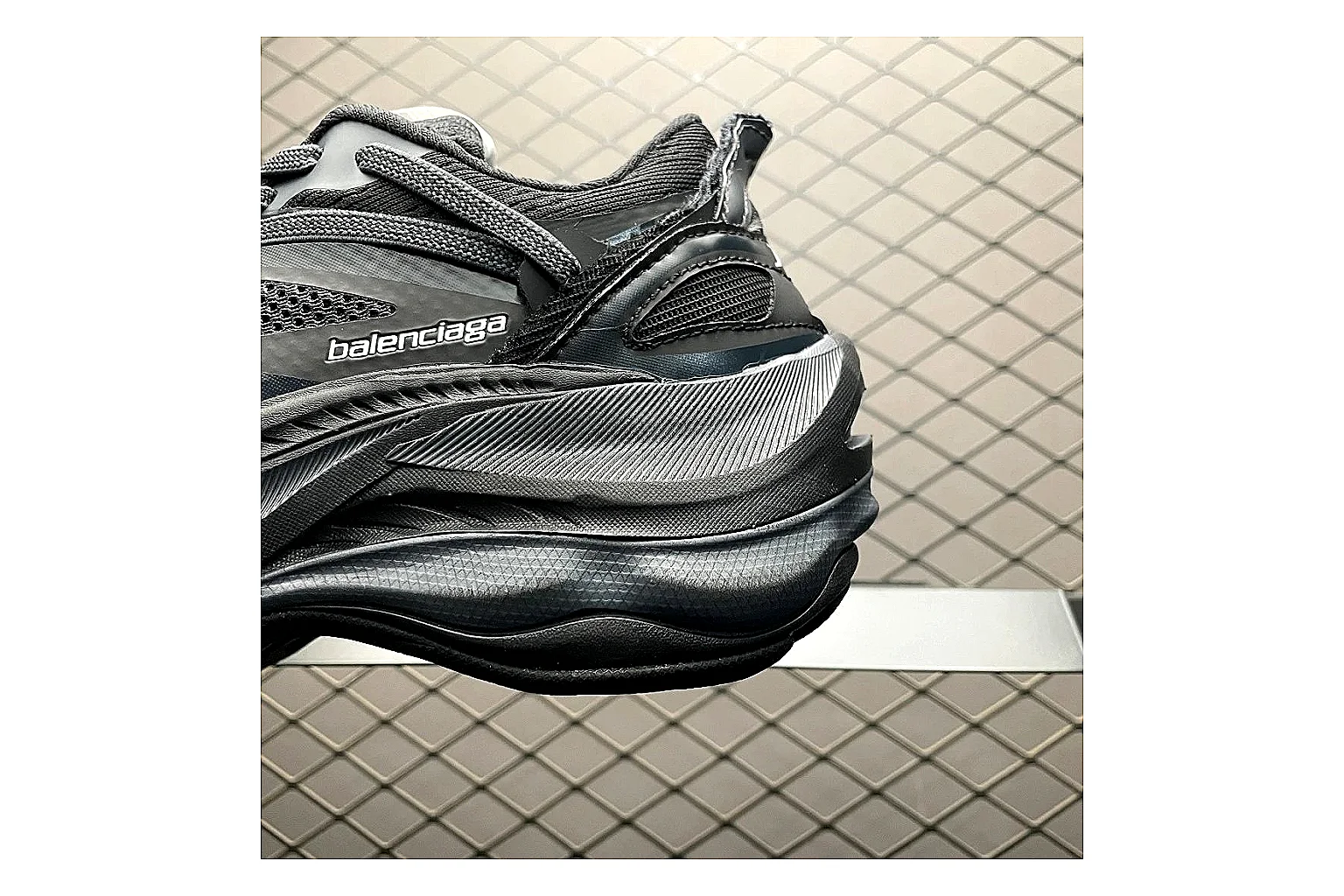 Balenciaga Track Grey Black Runner shopping brief image showing black grey track chunky runner with mixed upper and chunky shape thumbnail 6