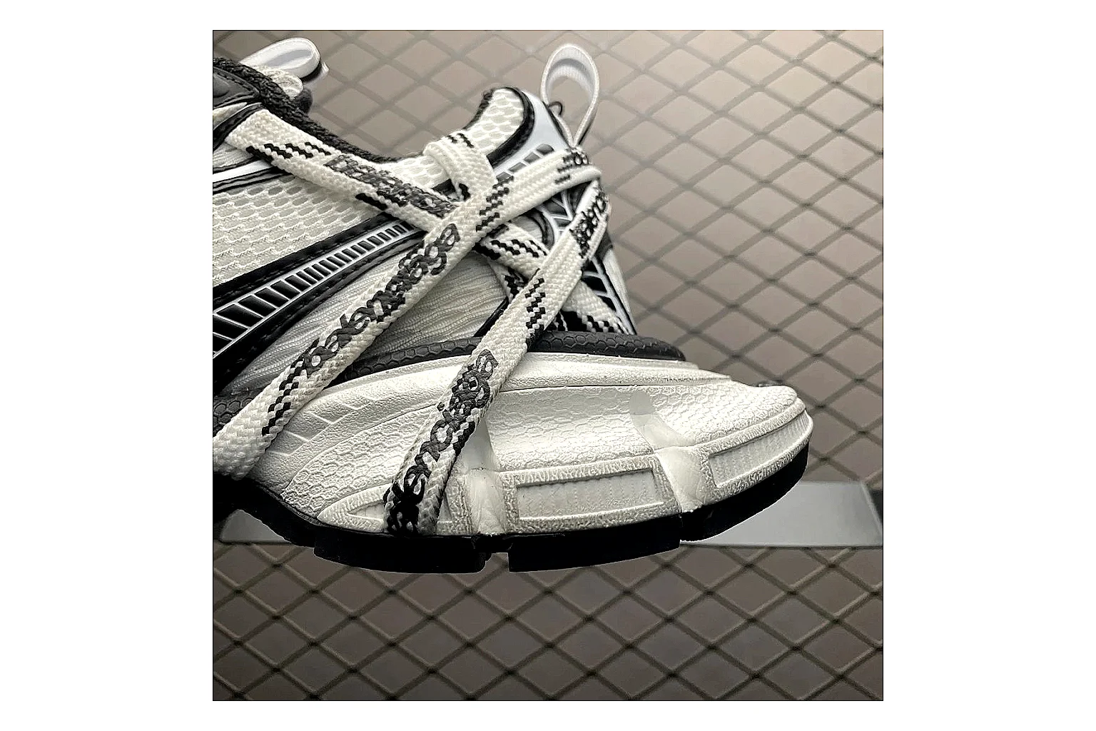 Balenciaga Track White Black Sandal shopping brief image showing white black track sport sandal with mixed upper and sandal shape thumbnail 6