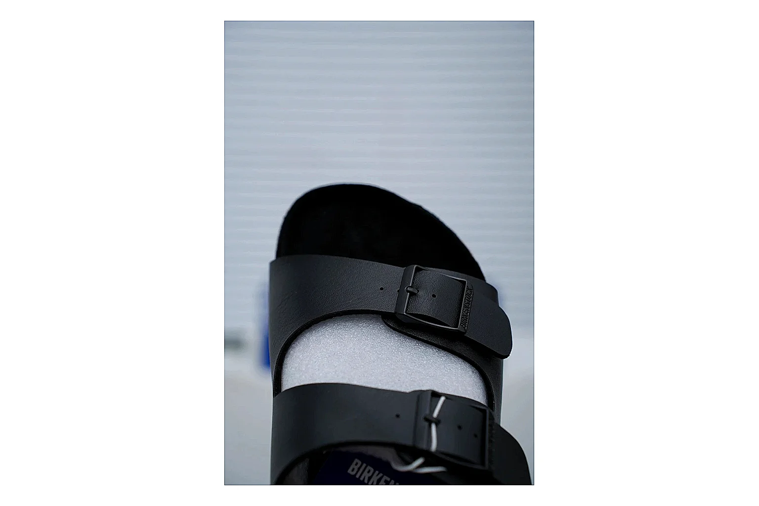 Birkenstock Arizona Black Cork Slide shopping brief image showing adjustable buckles, contoured footbed and dark outsole for versatile casual looks thumbnail 3