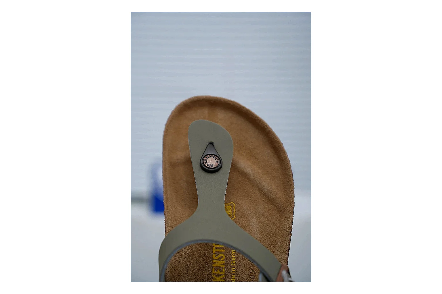 Birkenstock Arizona Olive Cork Slide shopping brief image showing adjustable buckles, muted upper and contoured footbed for outdoor casual style thumbnail 3