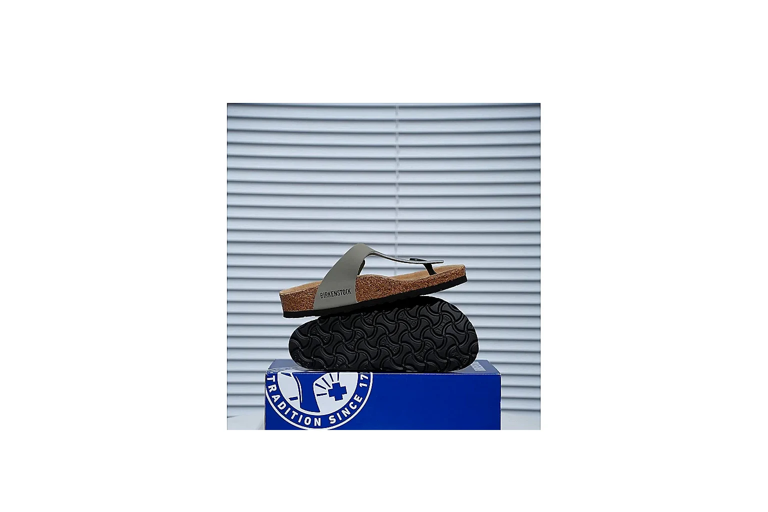 Birkenstock Arizona Olive Cork Slide shopping brief image showing adjustable buckles, muted upper and contoured footbed for outdoor casual style thumbnail 5