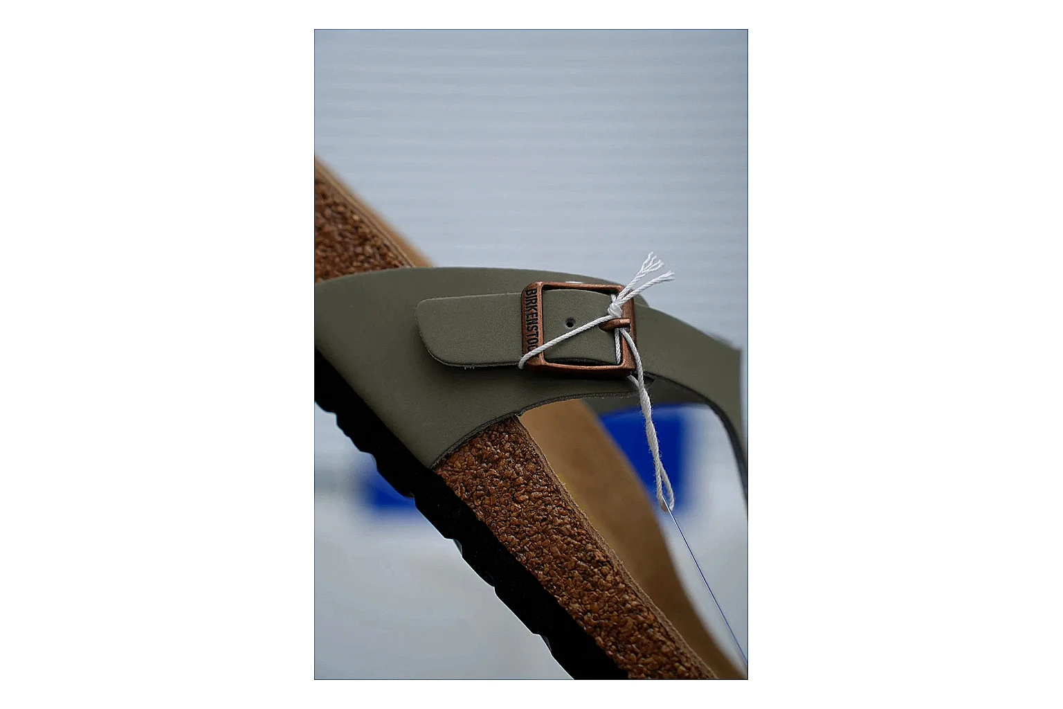 Birkenstock Arizona Olive Cork Slide shopping brief image showing adjustable buckles, muted upper and contoured footbed for outdoor casual style thumbnail 6