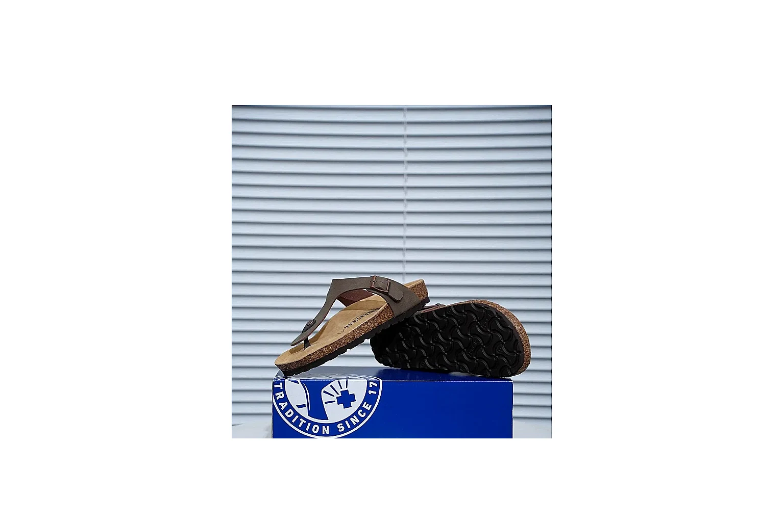 Birkenstock Arizona Taupe Cork Slide shopping brief image showing neutral upper, adjustable buckles and contoured footbed for easy daily wear thumbnail 4