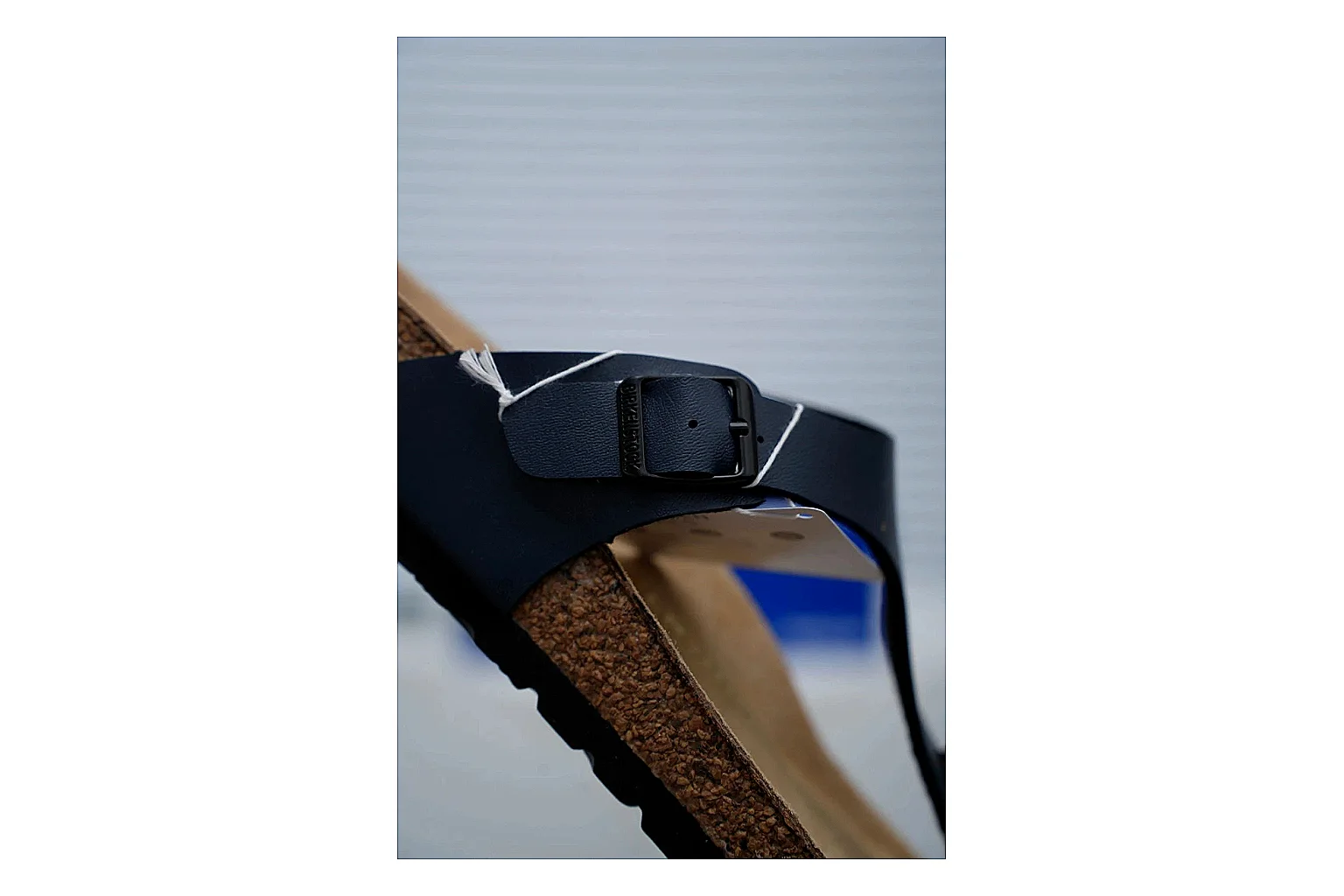Birkenstock Black Toe Loop Cork Sandal shopping brief image showing slim straps, adjustable buckle and contoured footbed for light summer wear thumbnail 6