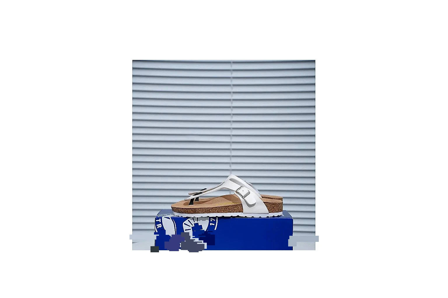 Birkenstock Gizeh White Cork Sandal shopping brief image showing slim straps, adjustable buckle and contoured footbed for fresh summer casual style