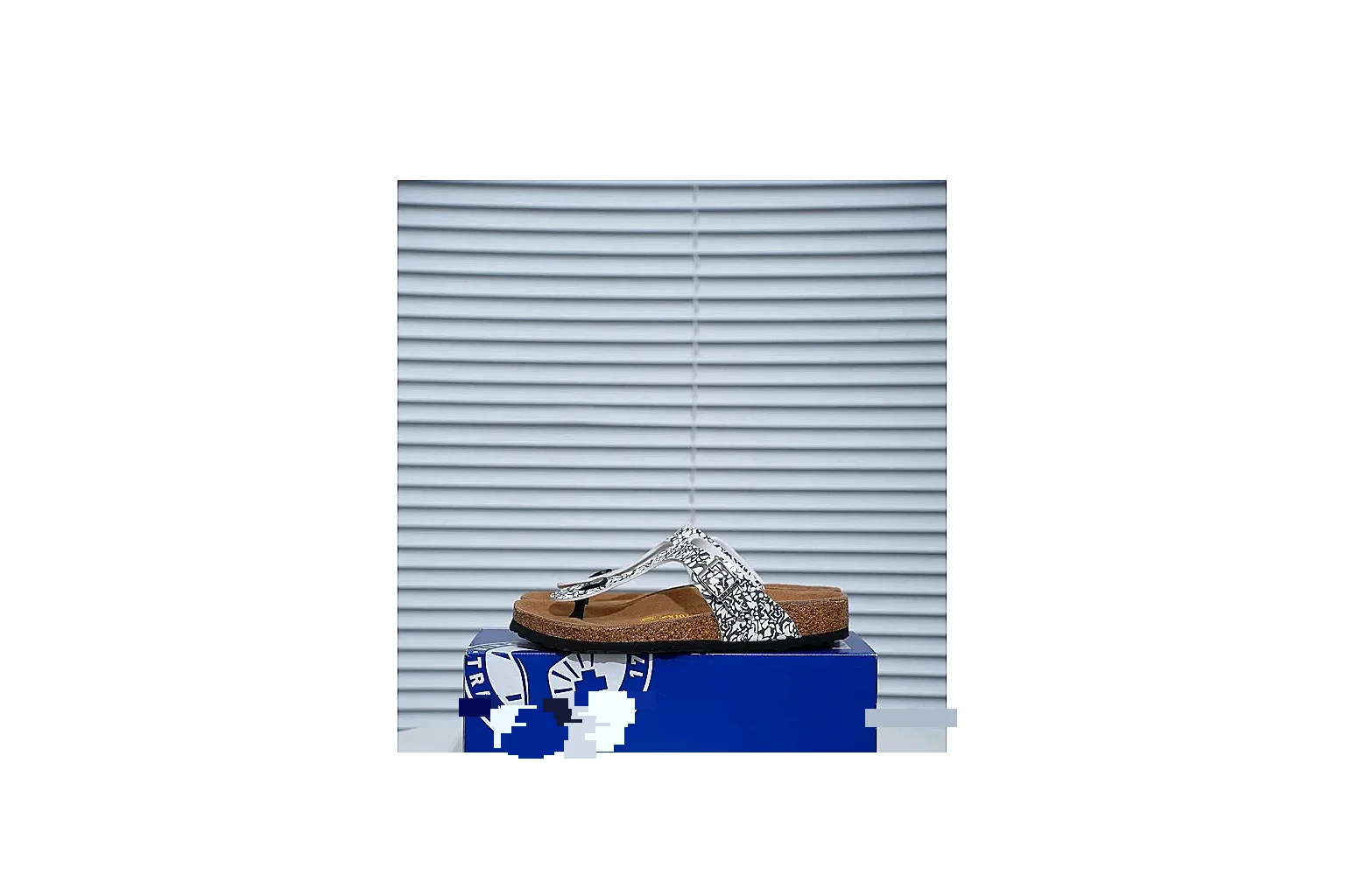 Birkenstock Silver Crystal Cork Slide shopping brief image showing sparkling straps, adjustable buckles and contoured footbed for casual comfort with shine