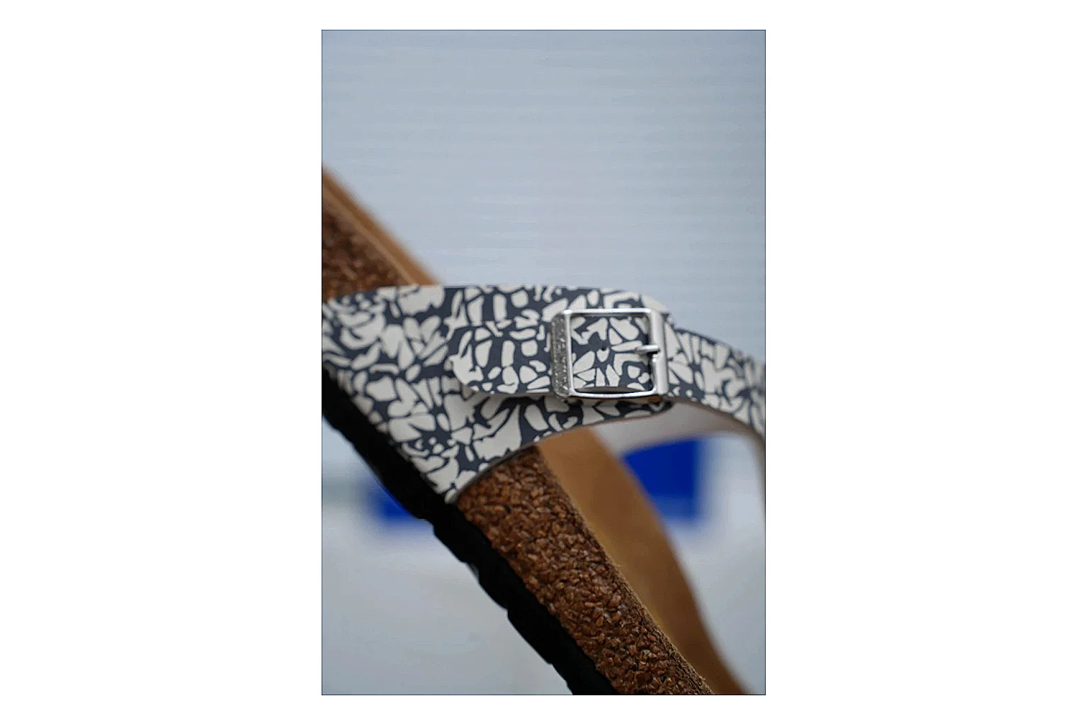 Birkenstock Silver Crystal Cork Slide shopping brief image showing sparkling straps, adjustable buckles and contoured footbed for casual comfort with shine thumbnail 6