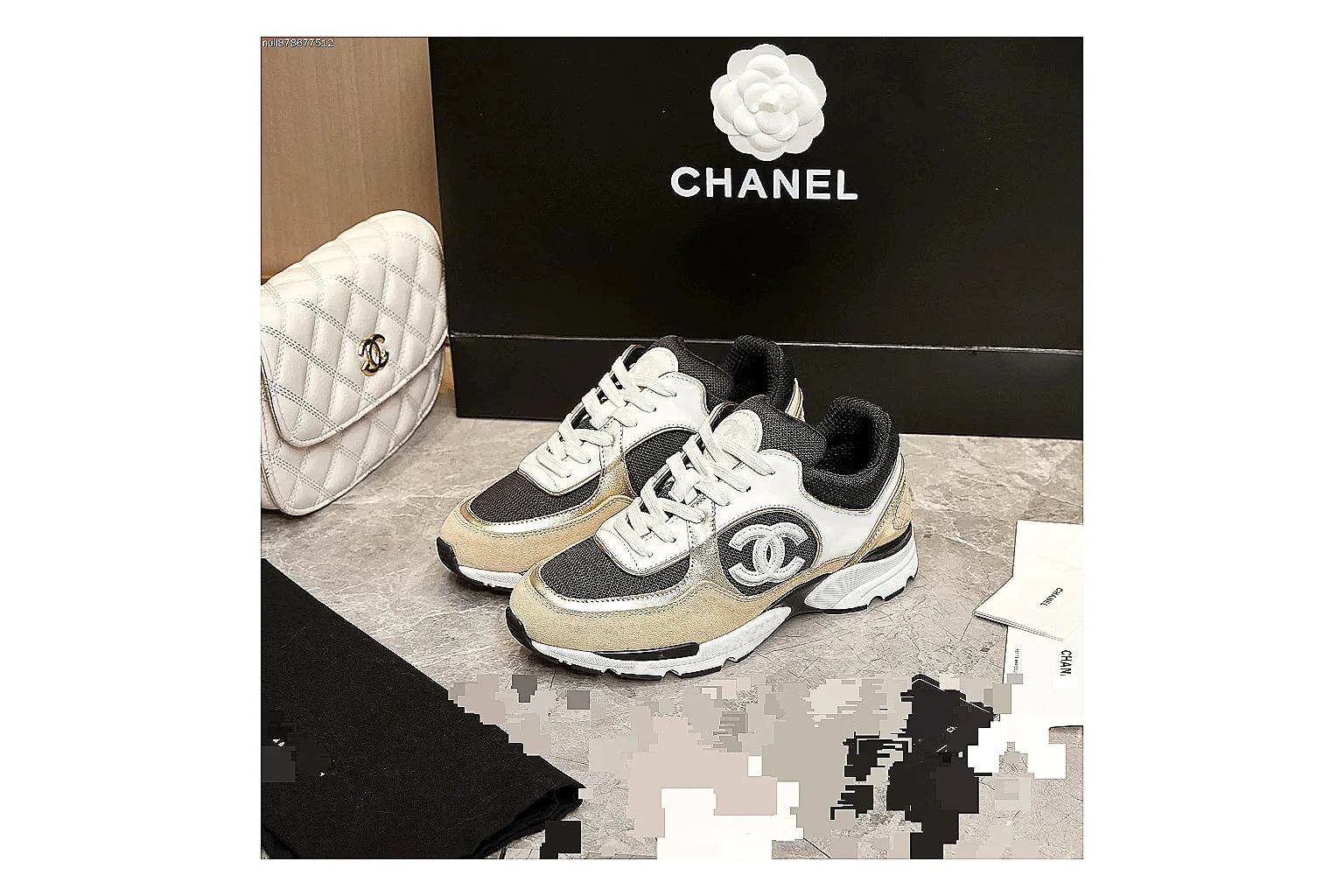 GogoBuy agent brief photos for Chanel Beige Black Runner Sneaker thumbnail 4