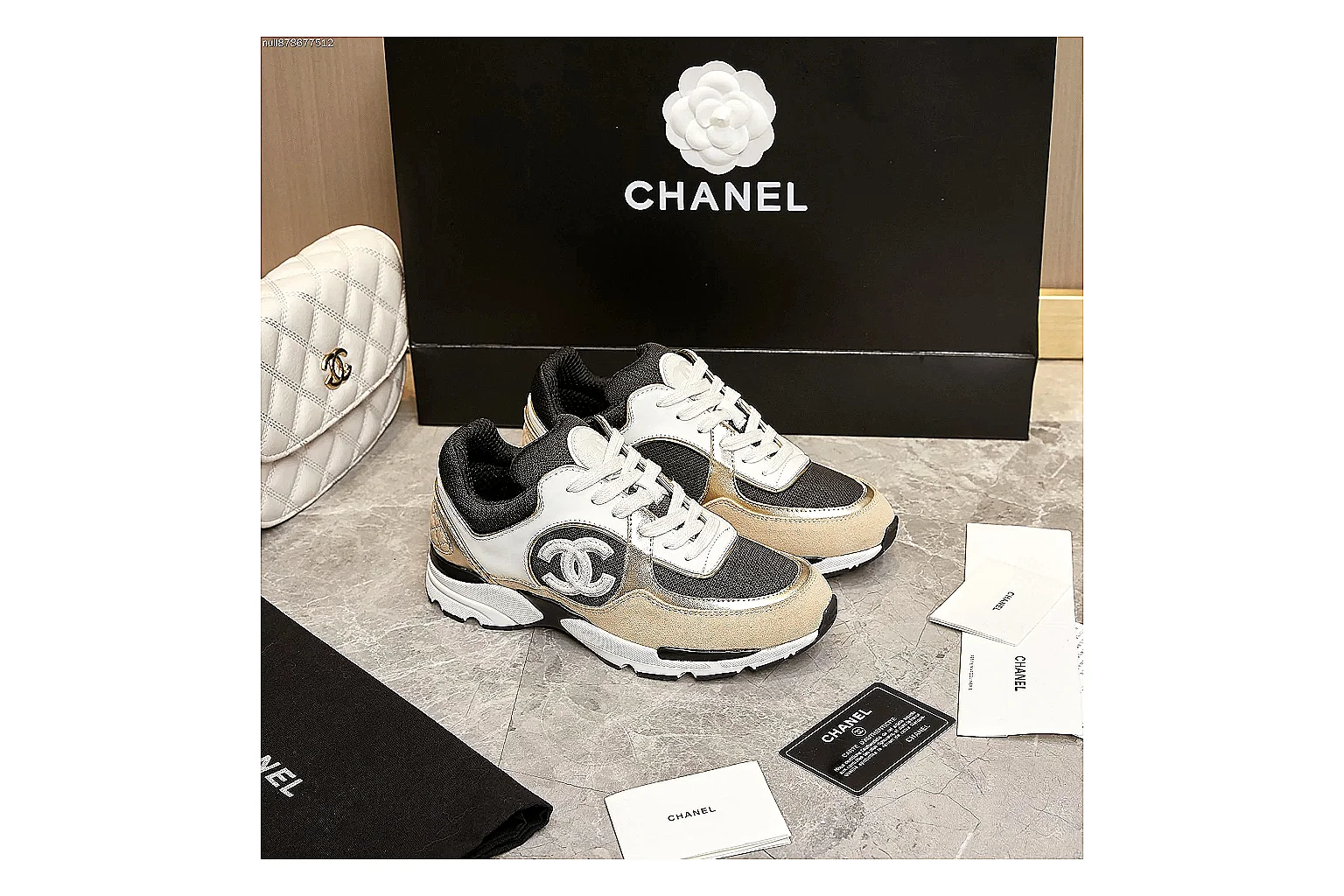 GogoBuy agent brief photos for Chanel Beige Black Runner Sneaker thumbnail 5