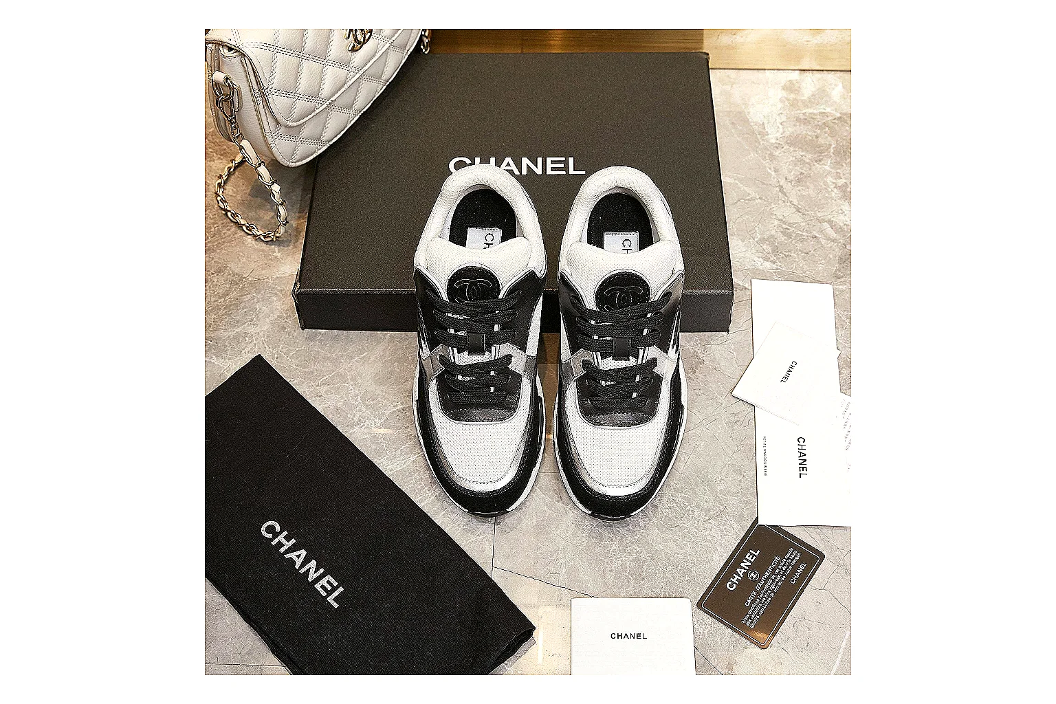 GogoBuy agent brief photos for Chanel Black White Runner Sneaker thumbnail 3
