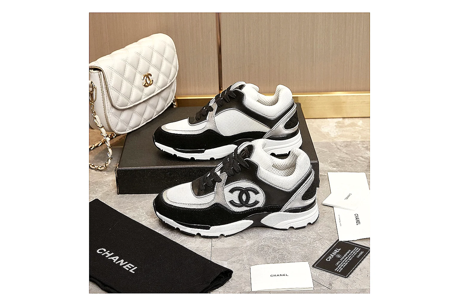 GogoBuy agent brief photos for Chanel Black White Runner Sneaker thumbnail 6