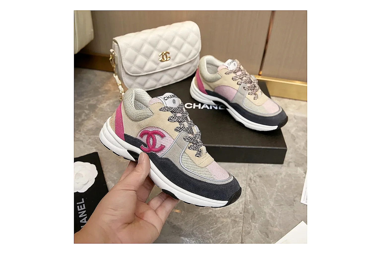 GogoBuy agent brief photos for Chanel Black White Runner Sneaker thumbnail 3
