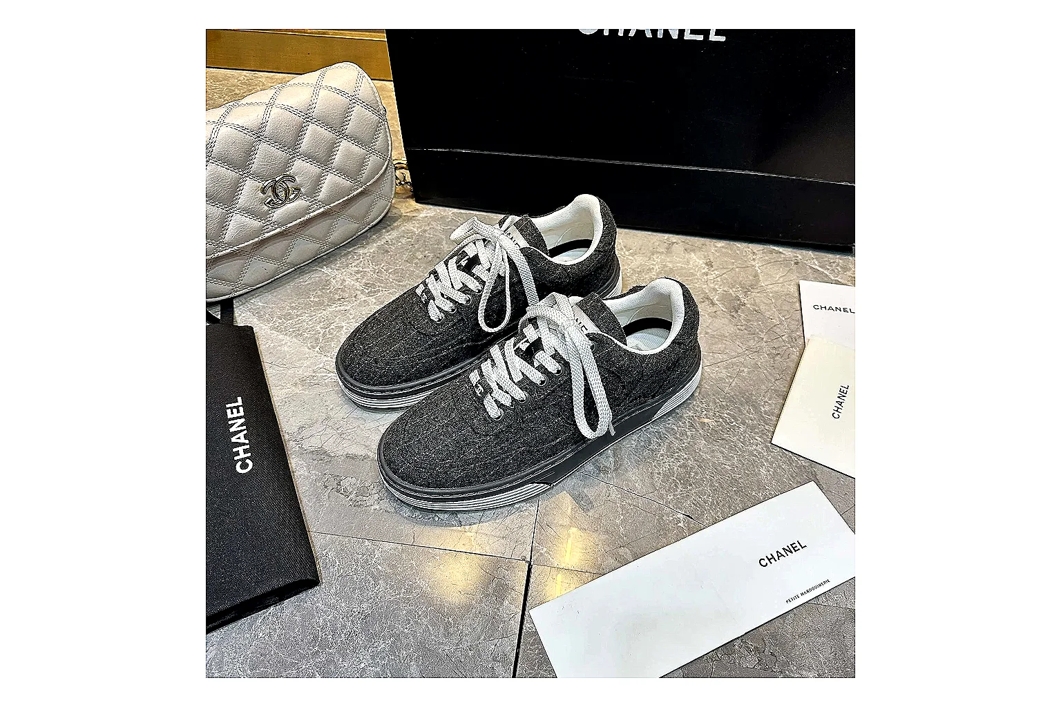 GogoBuy agent brief photos for Chanel Black White Runner Sneaker thumbnail 5