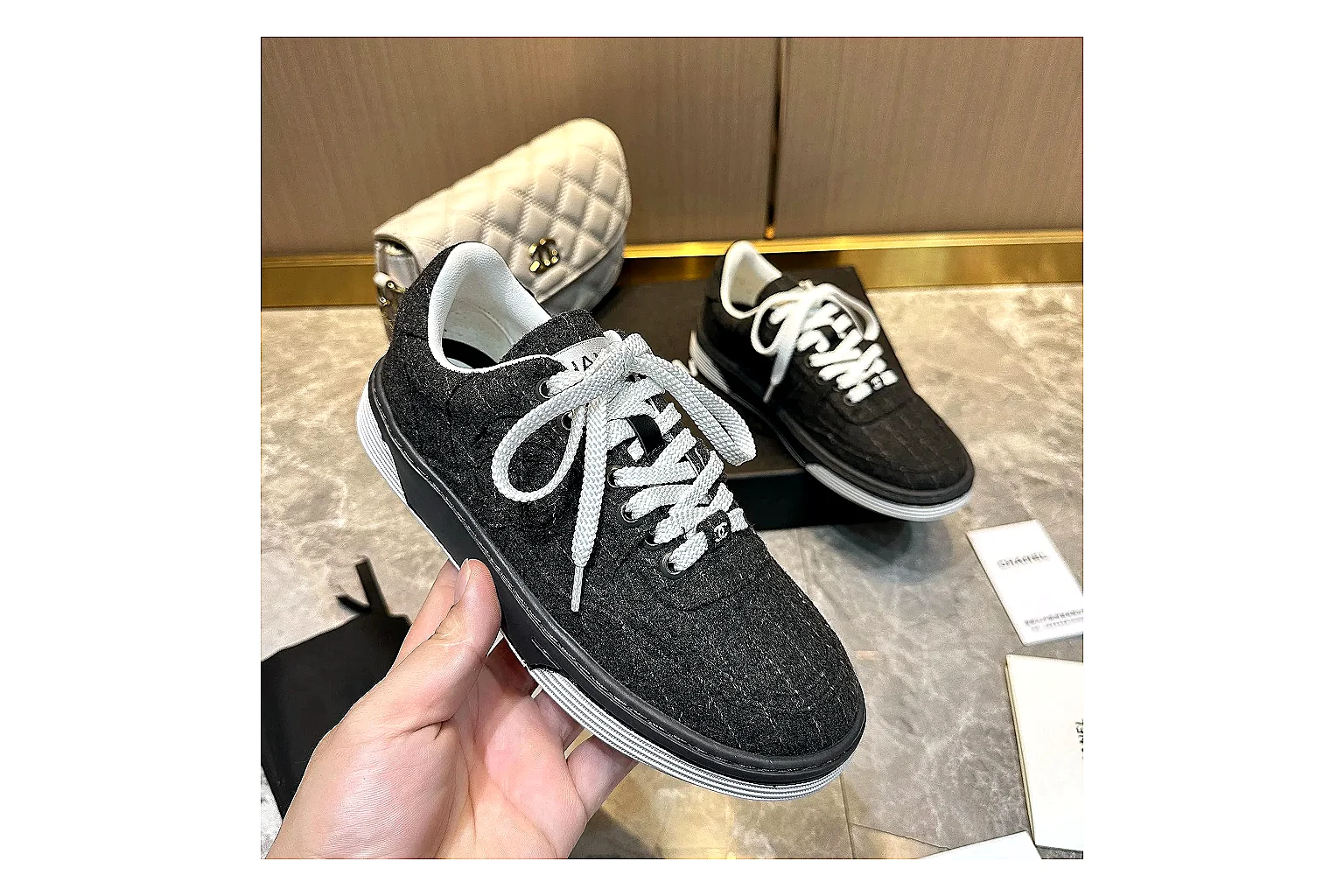 GogoBuy agent brief photos for Chanel Black White Runner Sneaker thumbnail 6