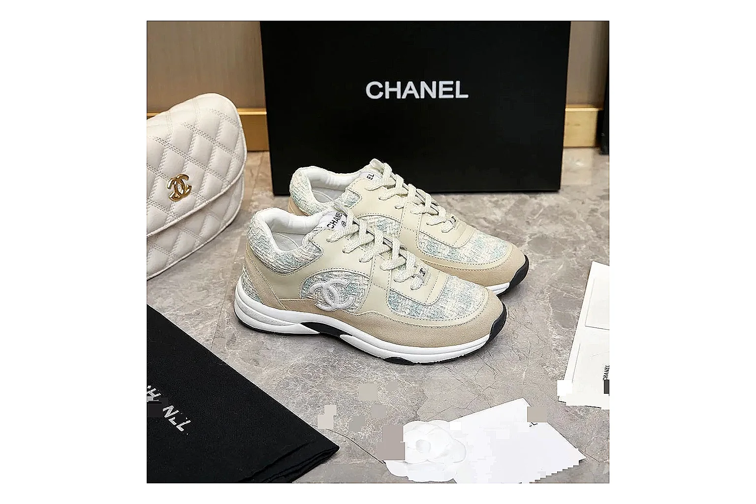 GogoBuy agent brief photos for Chanel Cream Quilted Runner thumbnail 4
