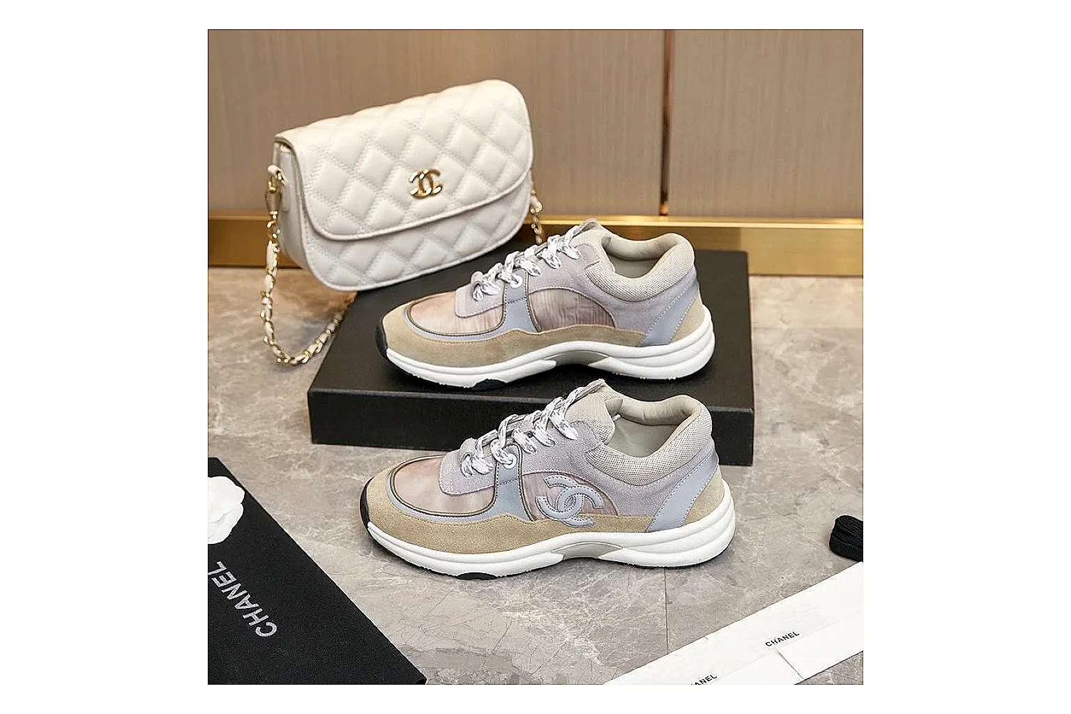 GogoBuy agent brief photos for Chanel Gray Pink Runner Sneaker