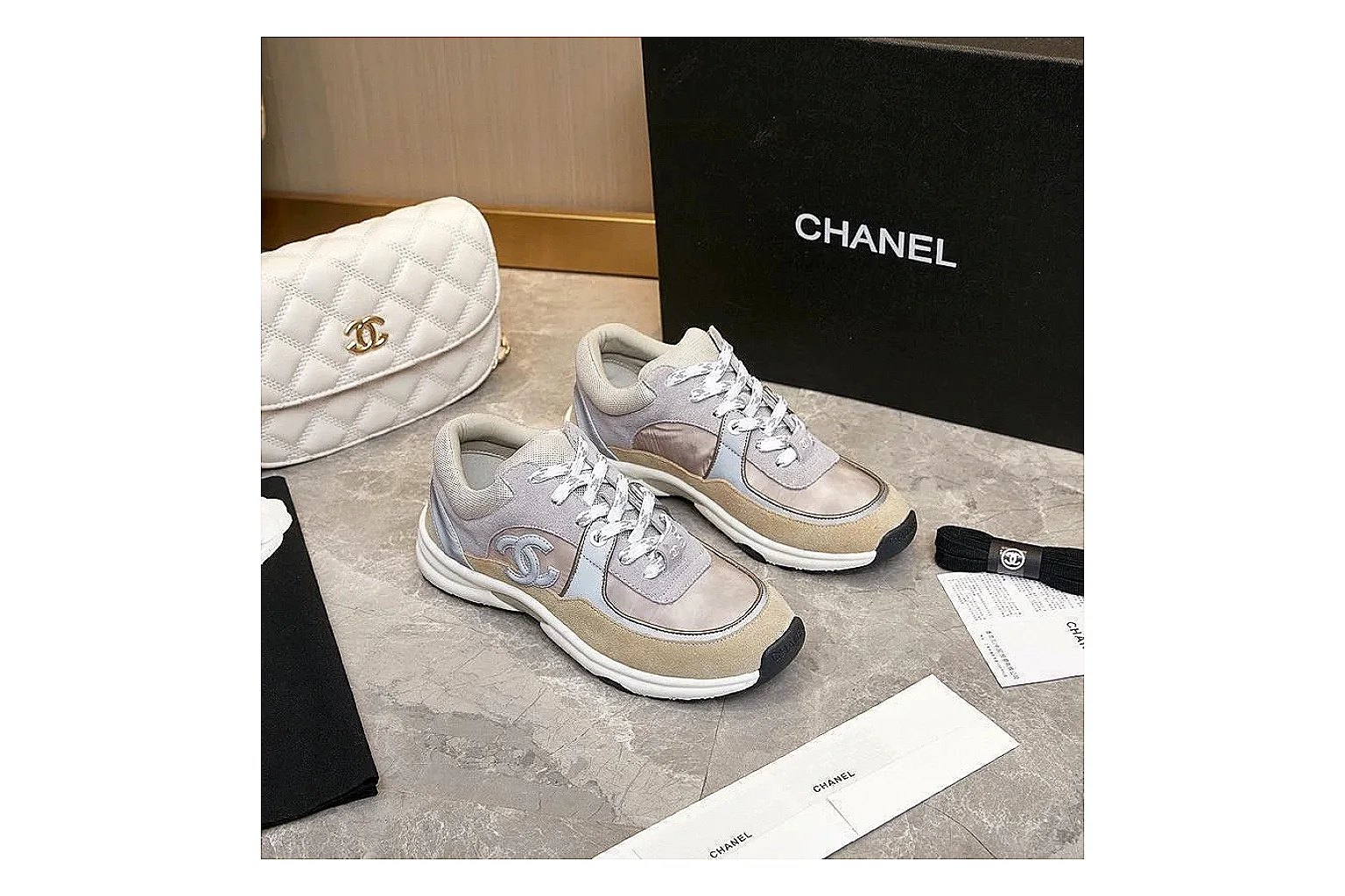 GogoBuy agent brief photos for Chanel Gray Pink Runner Sneaker thumbnail 4