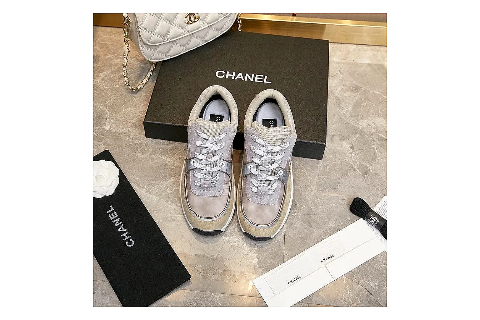 GogoBuy agent brief photos for Chanel Gray Pink Runner Sneaker thumbnail 6