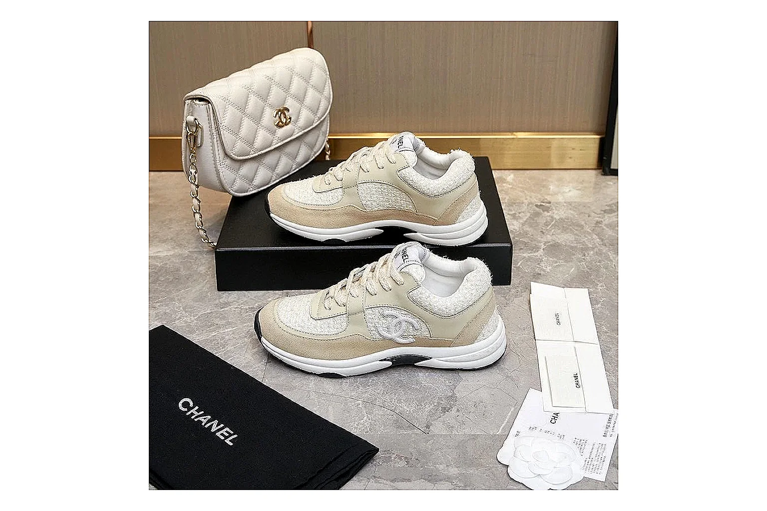 GogoBuy agent brief photos for Chanel Gray Pink Runner Sneaker thumbnail 3