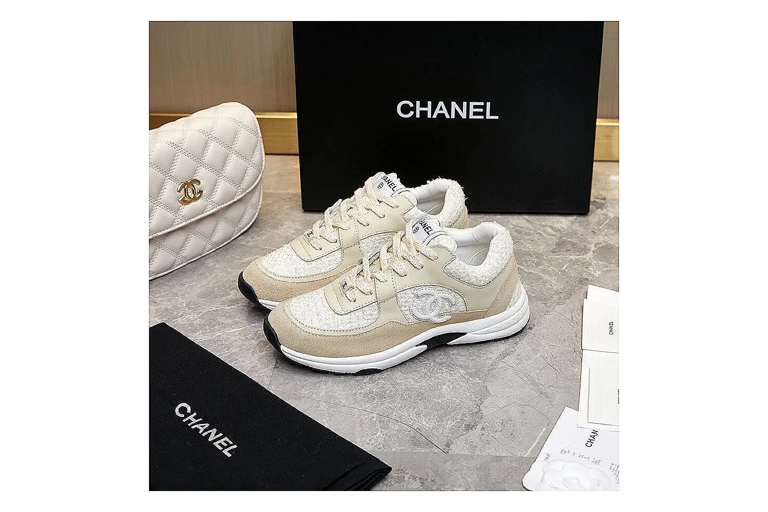 GogoBuy agent brief photos for Chanel Gray Pink Runner Sneaker thumbnail 5