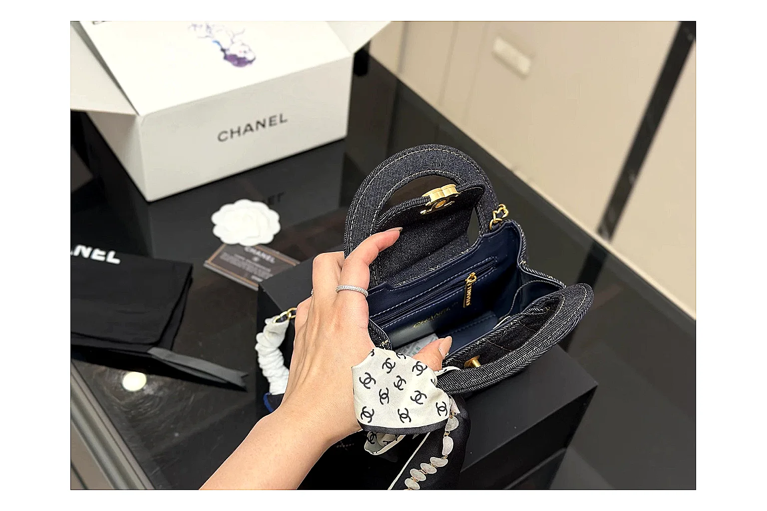 Chanel Quilted Chain Bag Black shopping brief photo showing black quilted leather body, chain strap, flap profile, and polished luxury hardware thumbnail 2