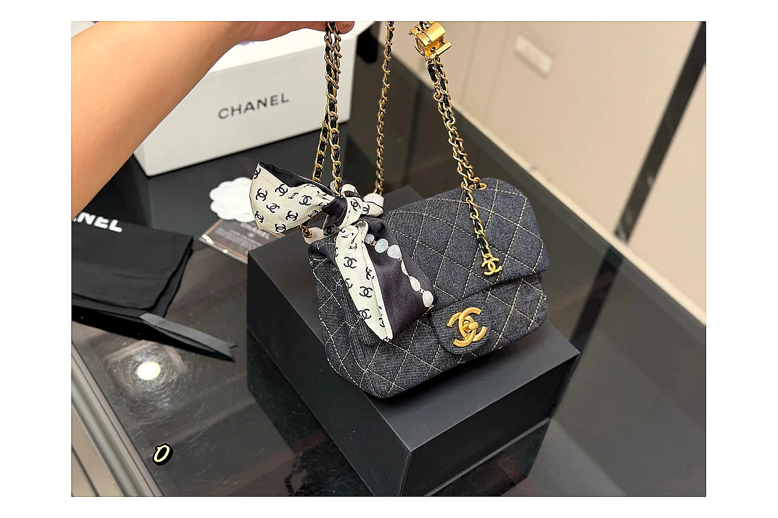 Chanel Quilted Chain Bag Black shopping brief photo showing black quilted leather body, chain shoulder strap, flap structure, and polished hardware thumbnail 4